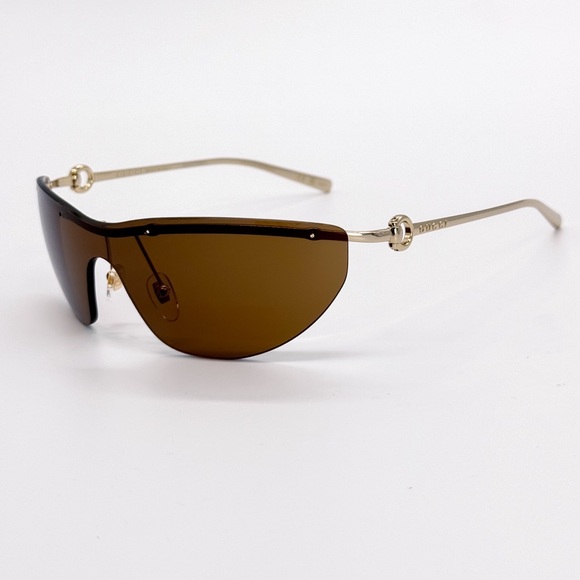 NEW GUCCI GG1700S 004 SUNGLASSES SHIELD GOLD BROWN WOMEN GUCCI EYEWEAR - Picture 5 of 10